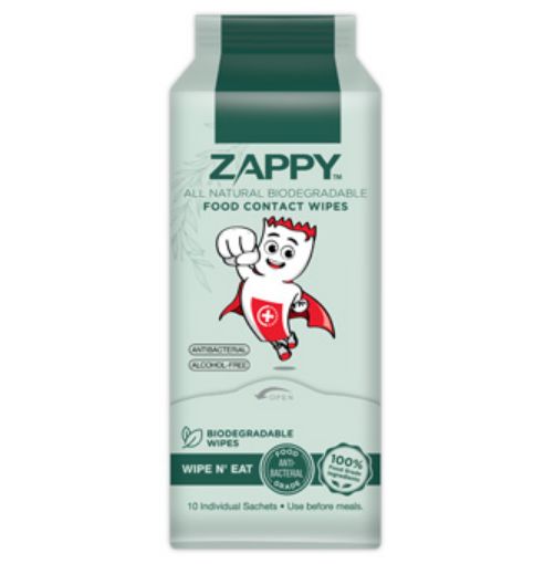 Picture of Zappy All Natural Food Wipes Indivdual Sachets 10s
