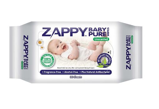 Picture of Zappy Baby Pure Wipes Unscented 30s