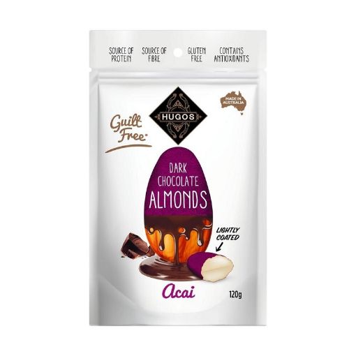Picture of Hugos Dark Choc Acai Dusted Almonds 120g