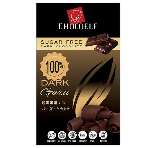 Picture of Chocoelf Sugar Free Dark 100% Chocolate 65g