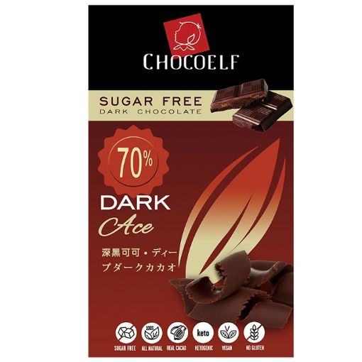 Picture of Chocoelf Sugar Free Dark 70% Chocolate 65g