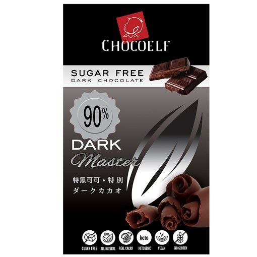 Picture of Chocoelf Sugar Free Dark 90% Dark Master Chocolate 65g