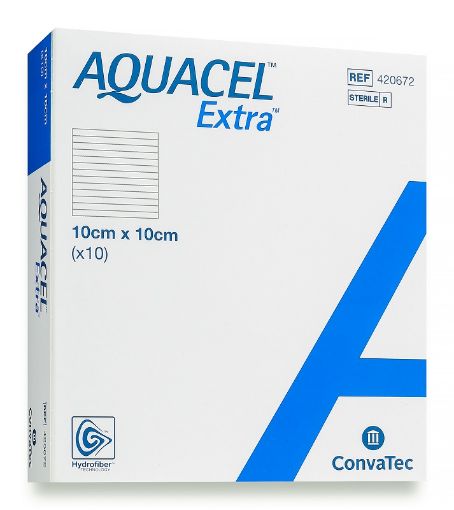 Picture of Aquacel Extra Hydrofiber Dressing 10 x 10cm 420672 1s