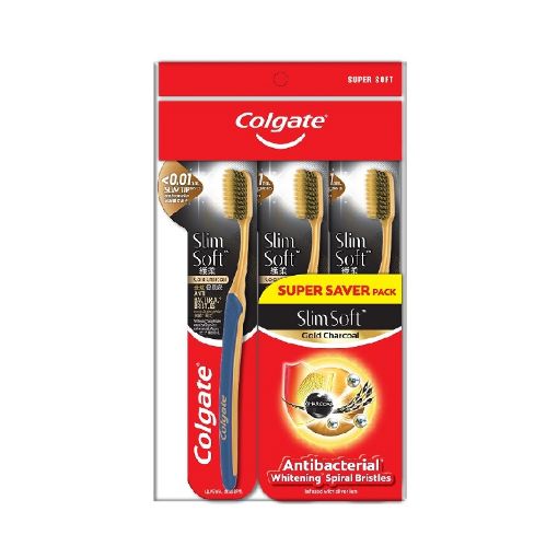 Picture of Colgate Slimsoft Gold Charcoal Toothbrush 3+2s
