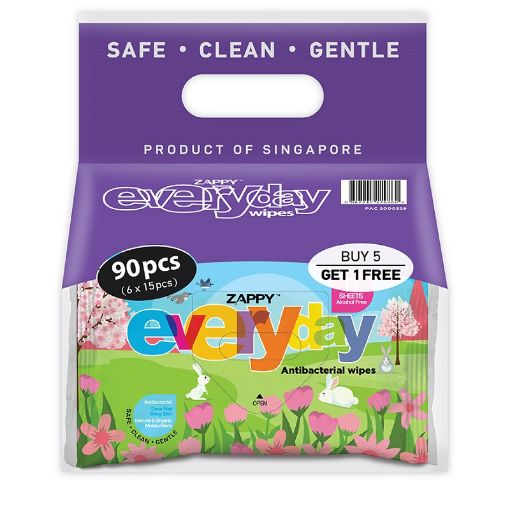 Picture of Zappy Everyday Wipes 15s 5+1 Value Pack x 6