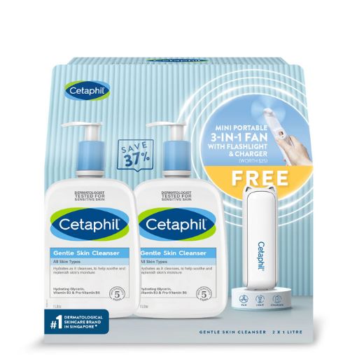 Picture of Cetaphil Gentle Skin Cleanser 2x1000ml + Portable Fan