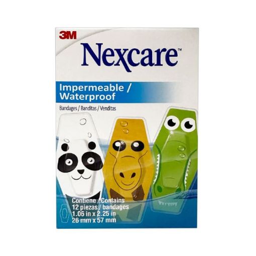 Picture of Nexcare Animal Print Impermeable Waterproof Bandages 12s