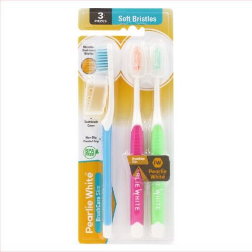 Picture of Pearlie White Brushcare Slim Toothbrush Soft 3s