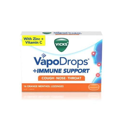 Picture of Vicks Vapodrops + Immune Support Lozenges Orange 16s