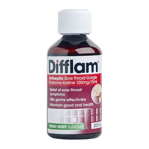 Picture of Difflam Sore Throat Gargle Povidone Iodine 200ml