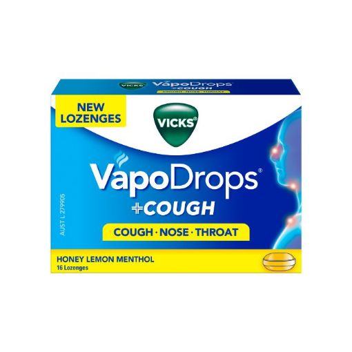 Picture of Vicks Vapodrops + Cough Lozenges Honey Lemon Menthol 16s