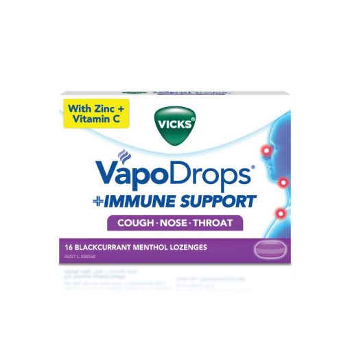 Picture of Vicks Vapodrops + Immune Support Lozenges Blackcurrant 16s