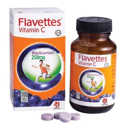 Picture of Flavettes Vit C Blackcurrant 250mg 100s