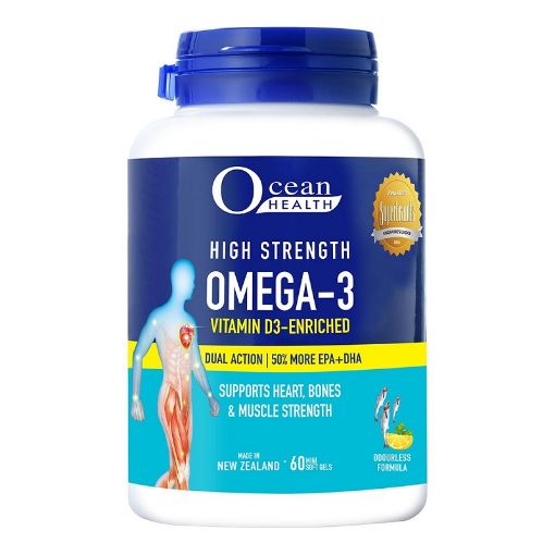 Picture of Ocean Health High Strength Omega 3 + Vit D 3 60s