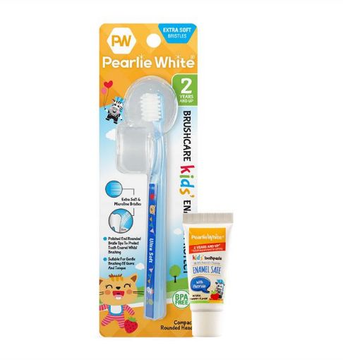 Picture of Pearlie White Brushcare Kid Enamel Protect Extra Soft Toothbrush + Natural Kid Toothpaste 10g